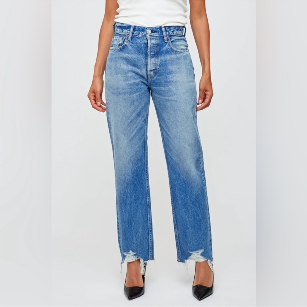 NWT Moussy Vintage Aripeka Wide Straight Jeans in Light Blue Size 32 New Japan
